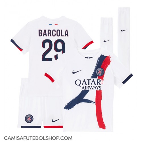 Camisa de time de futebol Paris Saint-Germain Bradley Barcola #29 Replicas 2º Equipamento Infantil 2024-25 Manga Curta (+ Calças curtas)